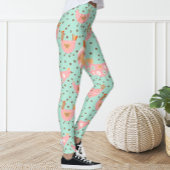 Schattige Blauw Roze Kip Bloemen Leggings