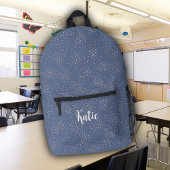 Schattige Blauw & Roze Monogram Monogrammed Naam Bedrukte Rugzak