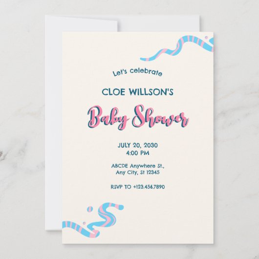 Schattige Blauw roze Monster geslacht onthullen ba Kaart (Achterkant)