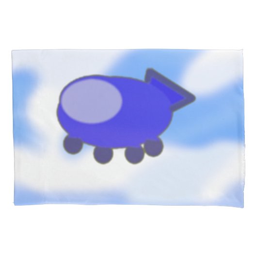 Schattige blauw ruimteschip French Blue Clouds Kus Kussensloop (Voorkant-Links)