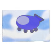 Schattige blauw ruimteschip French Blue Clouds Kus Kussensloop (Voorkant-Rechts)