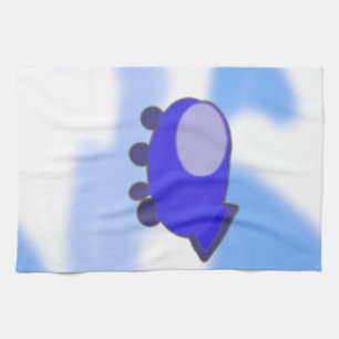 Schattige blauw ruimteschip op Franse blauwe keuke Theedoek