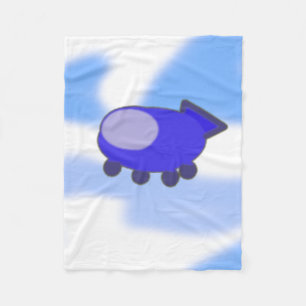 Schattige blauw ruimteschip op Franse blauwe wolke Fleece Deken