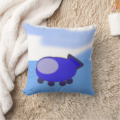 Schattige blauw ruimteschip op Franse blauwe wolke Kussen (Deken)