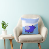 Schattige blauw ruimteschip op Franse blauwe wolke Kussen (Stoel)