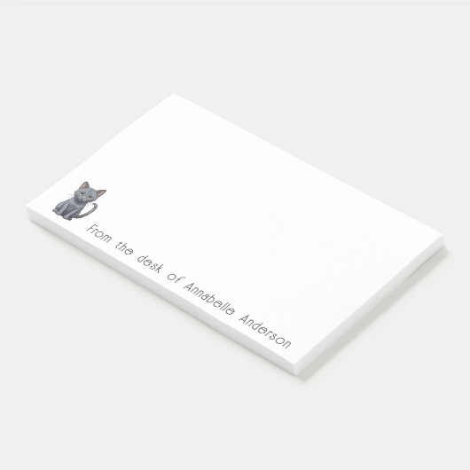 Schattige Blauw Russisch Kat Personaliseer Notitie Post-it® Notes (Schuin)