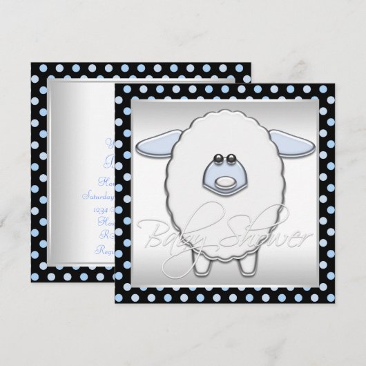 Schattige Blauw Schaap Baby shower Kaart (Voorkant / Achterkant)
