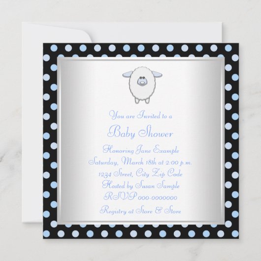Schattige Blauw Schaap Baby shower Kaart (Achterkant)