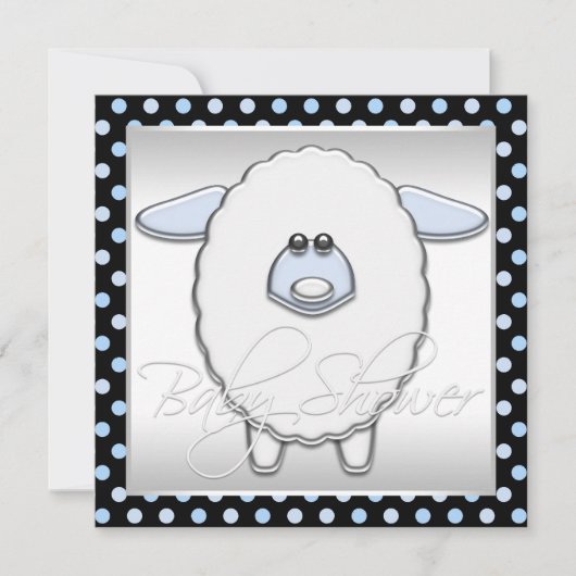 Schattige Blauw Schaap Baby shower Kaart (Voorkant)