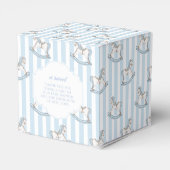 Schattige blauw schommelpaard baby boy douche bedankdoosjes (Achterkant)