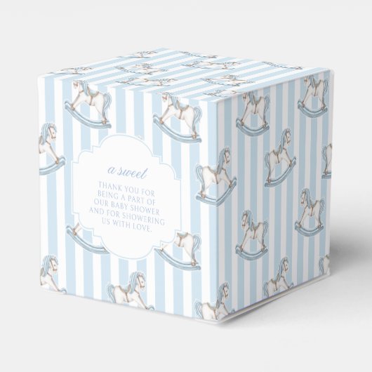 Schattige blauw schommelpaard baby boy douche bedankdoosjes (Achterkant)