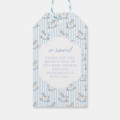 Schattige blauw schommelpaard baby boy douche dank cadeaulabel (Achterkant)