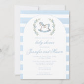 Schattige blauw schommelpaard bohemian baby boy do kaart (Voorkant)