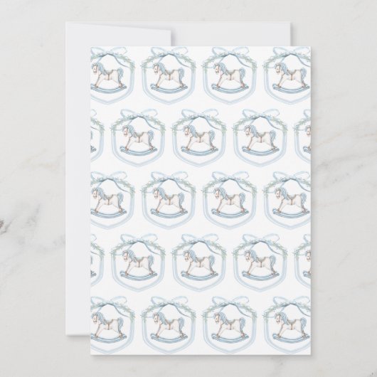 Schattige blauw schommelpaard classic baby boy sho kaart (Achterkant)