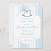 Schattige blauw schommelpaard gestippeld baby boy  kaart (Voorkant)