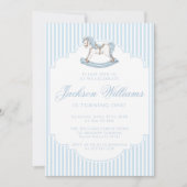 Schattige blauw schommelpaard gestipt boho birthda kaart (Voorkant)