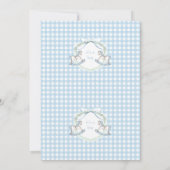 Schattige blauw schommelpaard Gingham Baby Jongens Kaart (Achterkant)