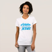 Schattige blauw Script Jesus scripture T-shirt (Voorkant volledig)