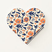 Schattige Blauw Sinaasappel Bloemen Custom Spiral Notitieboek (Achterkant)