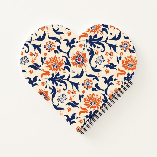 Schattige Blauw Sinaasappel Bloemen Custom Spiral  Notitieboek (Achterkant)