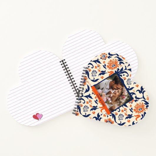 Schattige Blauw Sinaasappel Bloemen Custom Spiral  Notitieboek (Binnen)