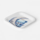 SCHATTIGE BLAUW SLAPEND BEER OP MAAN PAPIEREN BORDJE (Gebogen)