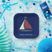 Schattige Blauw Speelgoed Zeilboot Papieren Bordje (Feest)