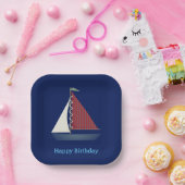 Schattige Blauw Speelgoed Zeilboot Papieren Bordje (Feest)