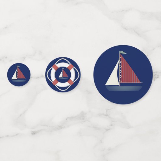 Schattige Blauw Speelgoed Zeilboot Tafel Confetti (Voorkanten)