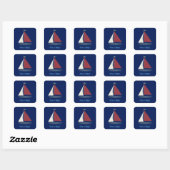 Schattige Blauw Speelgoed Zeilboot Vierkante Sticker (Vel)