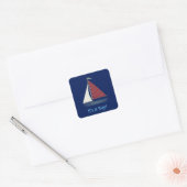 Schattige Blauw Speelgoed Zeilboot Vierkante Sticker (Envelop)