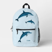 Schattige blauw speelse dolfijnen bedrukte rugzak (Voorkant)