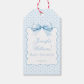 Schattige blauw strik lint baby boy douche dank u cadeaulabel (Voorkant)