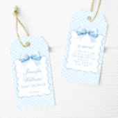 Schattige blauw strik lint baby boy douche dank u cadeaulabel