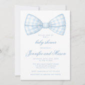 Schattige blauw strik stropdas lint baby boy douch kaart (Voorkant)