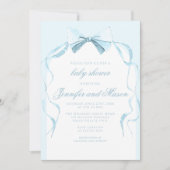 Schattige blauw strikje boho baby boy douche kaart (Voorkant)