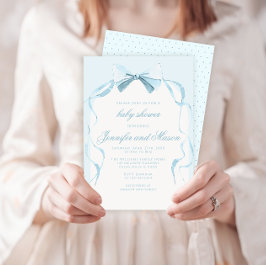 Schattige blauw strikje boho baby boy douche kaart