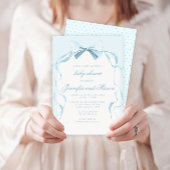 Schattige blauw strikje boho baby boy douche kaart