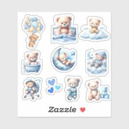 Schattige Blauw Teddy Baby Jongensdouche Sticker