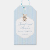 Schattige blauw Teddy Bear Baby Boy Shower Dank u Cadeaulabel (Voorkant)