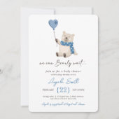 Schattige Blauw Teddy Bear Barly Wachten Baby show Kaart (Voorkant)