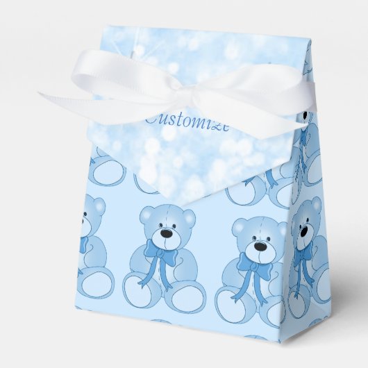 Schattige Blauw Teddy Bear Pattern Favor Box Bedankdoosjes (Voorkant Zijde)