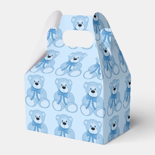 Schattige Blauw Teddy Bear Pattern Gable Favor Box Bedankdoosjes (Achterkant)