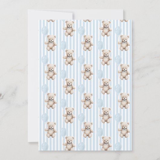 Schattige blauw teddybeer  baby boy douche kaart (Achterkant)