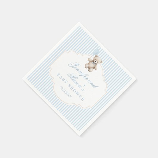 Schattige blauw teddybeer baby boy douche Papier s Servet (Hoek)
