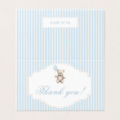Schattige blauw Teddybeer baby shower dank u kaart (Buitenkant ongevouwen)