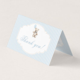 Schattige blauw Teddybeer baby shower dank u kaart