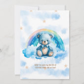 Schattige Blauw Teddybeer met Regenboog Jongen Bab Kaart (Achterkant)