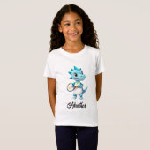 Schattige blauw tennis dinosaurus t-shirt (Voorkant volledig)