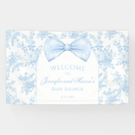 Schattige Blauw Toile Bow Stropdas Baby shower Wel Spandoek